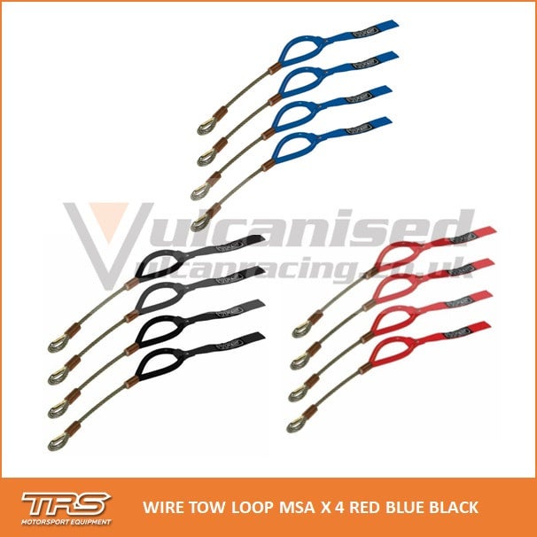 Tow Loop Racing TRS WIRE TOW LOP MSA COMPLIANT SET OF 4 RED BLUE BLACK | Vulcan Racing ...